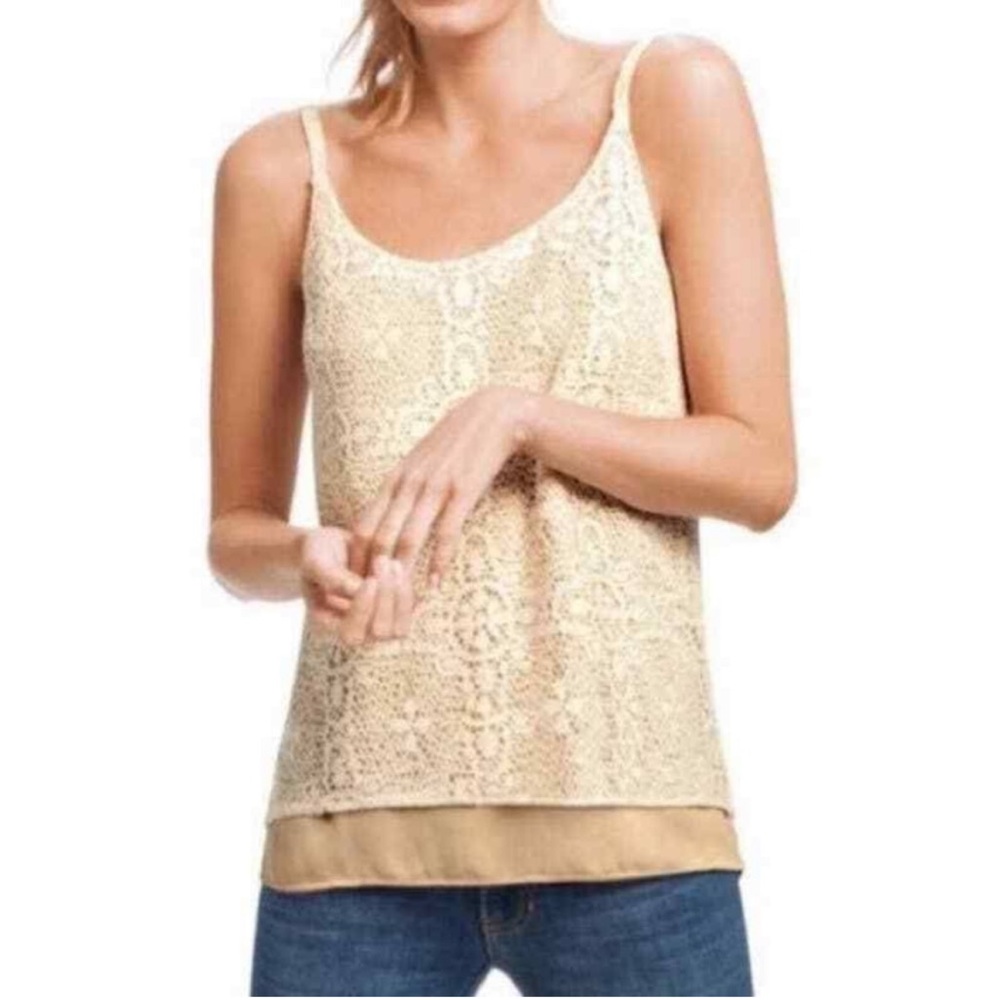 CAbi #798 It Girl Ivory Lace Overlay Cami Tank